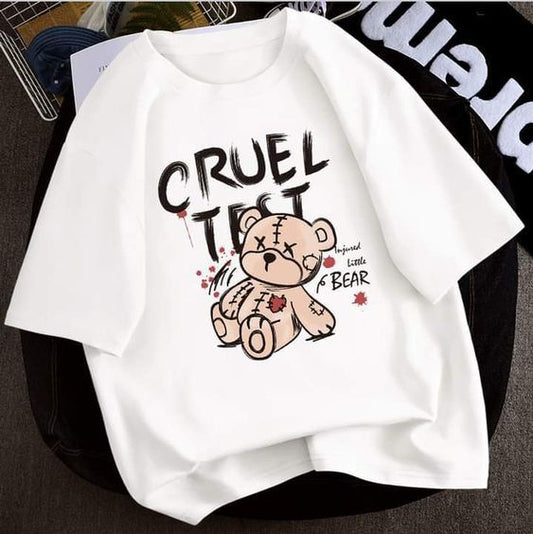 Cruel Teddy Tee – White Comic Style