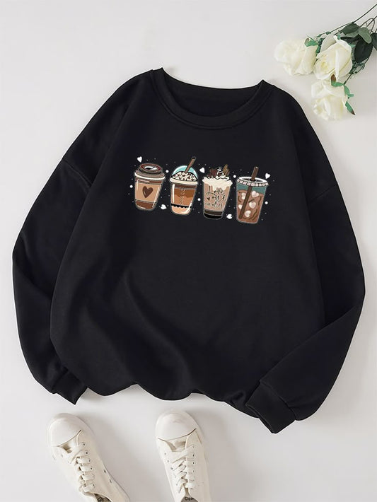 Black Bubble Tea Graphic Sweatshirt