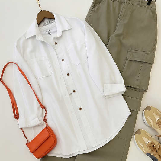 White Button-Down Shirt 3-piece combo