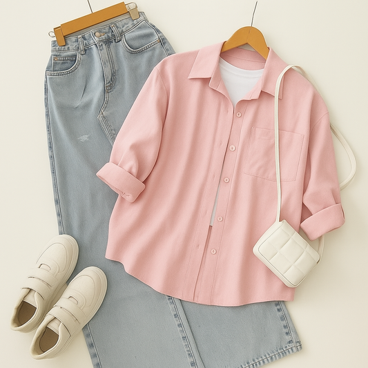 Baby Pink Button-Down Shirt 3-piece combo