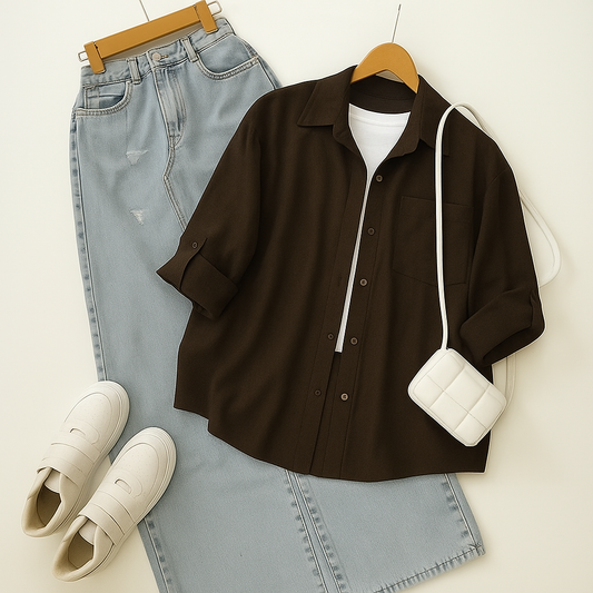 Chocolate Brown Button-Down Shirt 3-piece combo