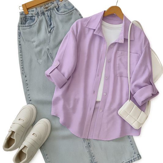 Lilac Button-Down Shirt 3-piece combo
