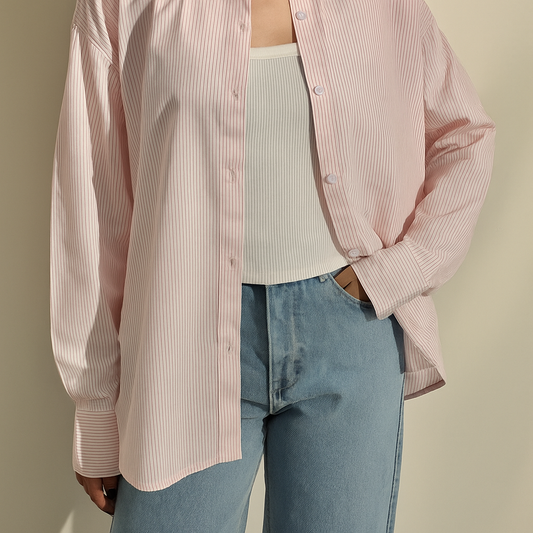 ZODIC Pink Striped Shirt & Crop Top with Denim  3-Piece & 2-piece set