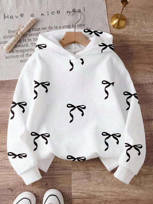 🤍ZODIC Bow Babe Hoodie – White & Noir Edition
