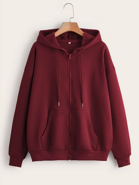 Maroon Red Zip-Up Hoodie