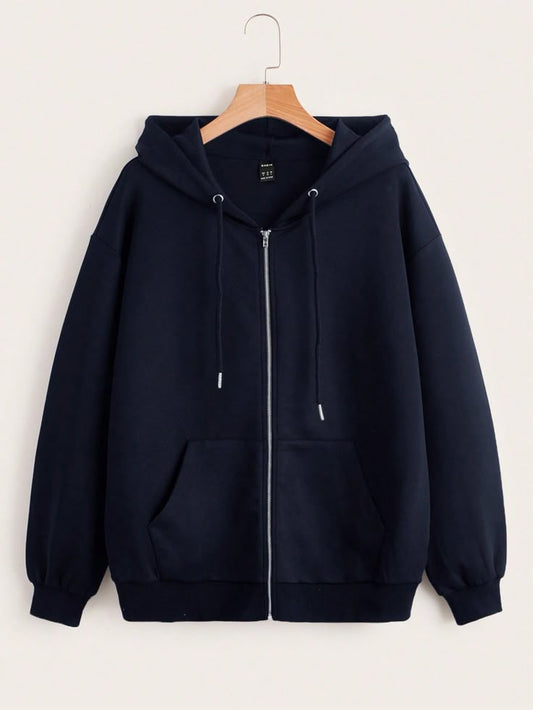 Navy Blue Zip-Up Hoodie