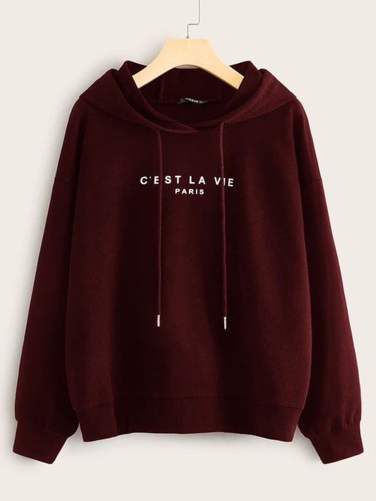 Wine Red “C’EST LA VIE Paris” Hoodie