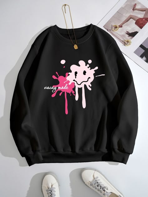 Black Paint Splash Graphic Sweatshirt