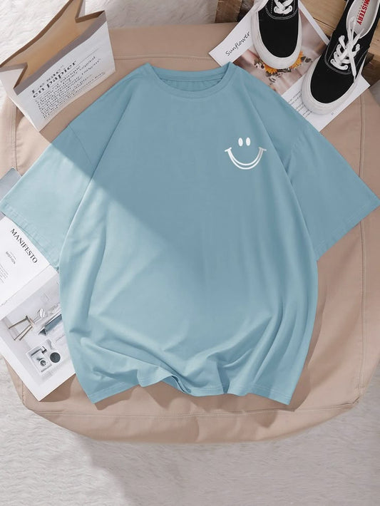 Crescent Bliss Tee – Sky Blue Serenity
