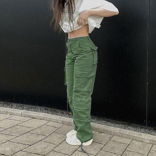 Olive Green Multi-Pocket Cargo