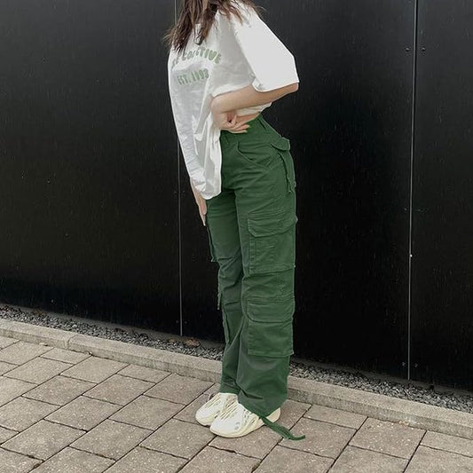 Olive Green Multi-Pocket Cargo