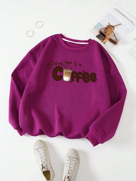 Purple Coffee Lover Graphic Sweatshirt