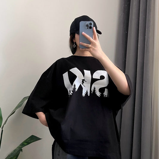 Jet Black Oversized "SKI" Graphic Tee