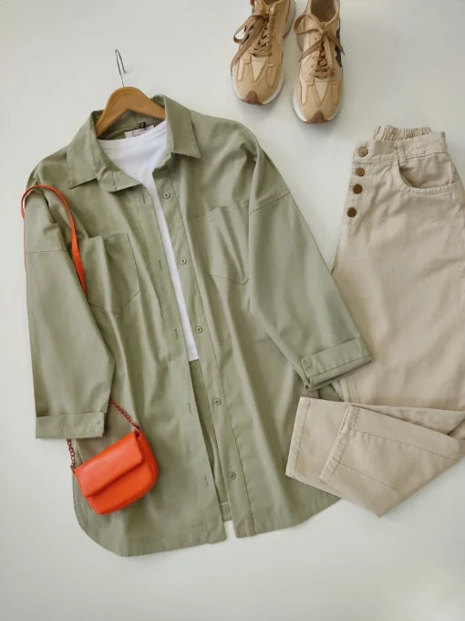 Olive green Button-Down Shirt 3-piece combo