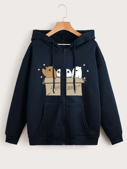 We Bear Bear Family Zipper Hoodie – Navy Blue