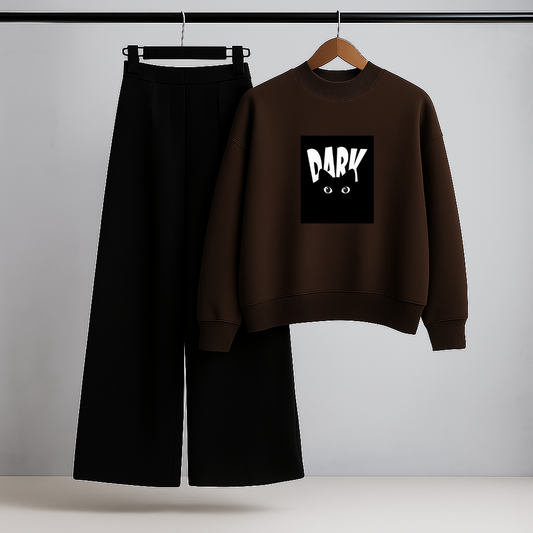 Cat Dark Soul Brown Sweatshirt & Trouser Combo