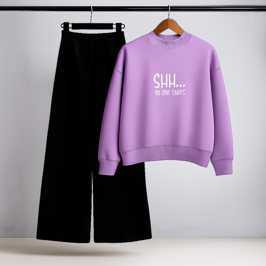 Shh… I’m in My Vibes Lilac Sweatshirt & Trouser Set