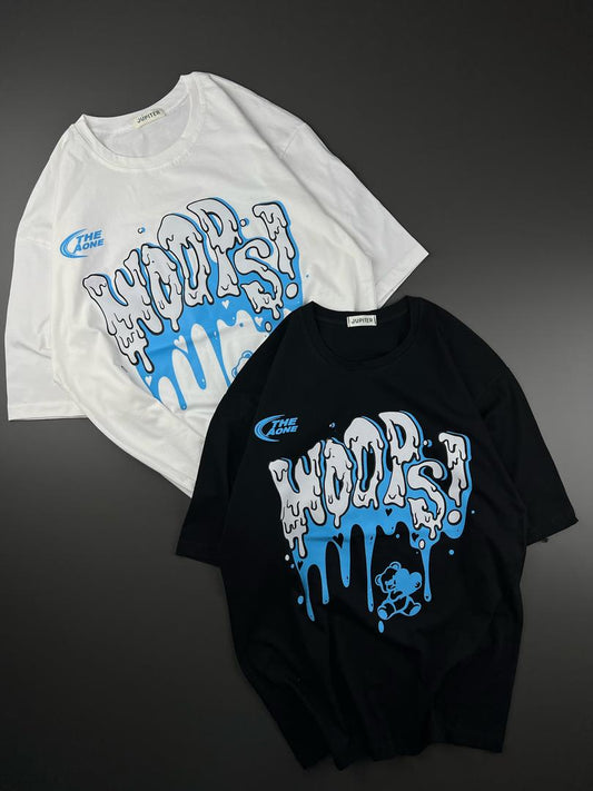 Woops Splash Drip Tees – White & Black