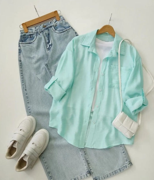 Mint green Button-Down Shirt 3-piece combo