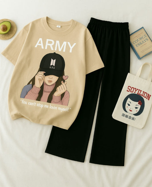 ARMY Girl Graphic Set- beige