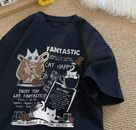 Navy Blue Fantastic Cat Tee