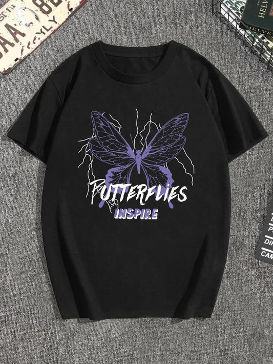Inspire Butterflies Black Tee