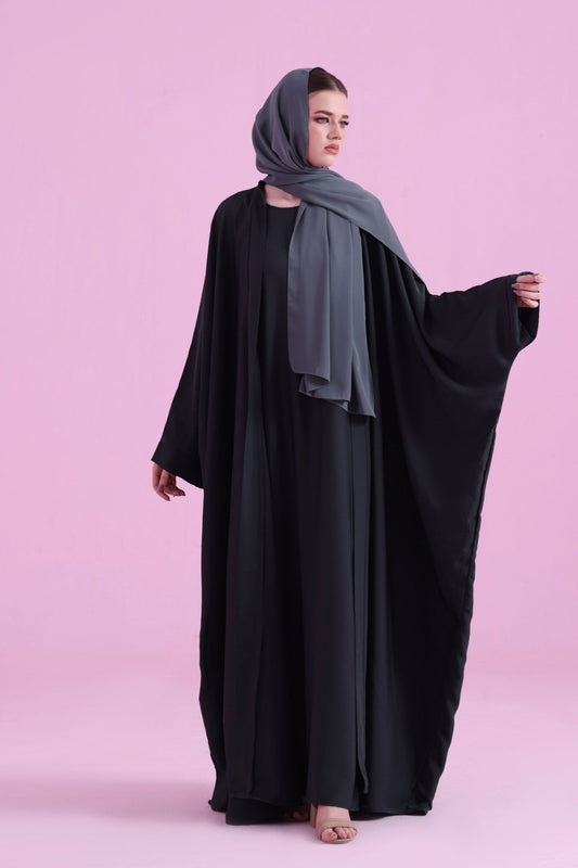 Flowy Farasha Cut Abaya - BLack