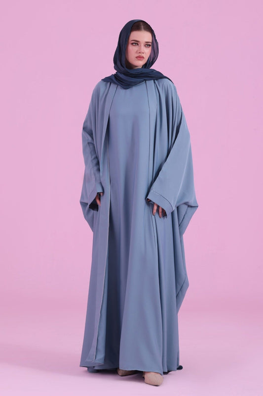 Flowy Farasha Cut Abaya - Sky Blue