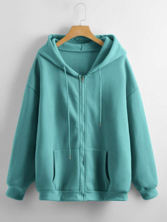 Mint Green Zipper Hoodie – Minimal Aesthetic Style
