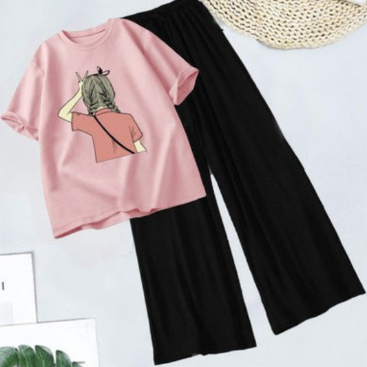 Light pink T-shirt with girl graphic