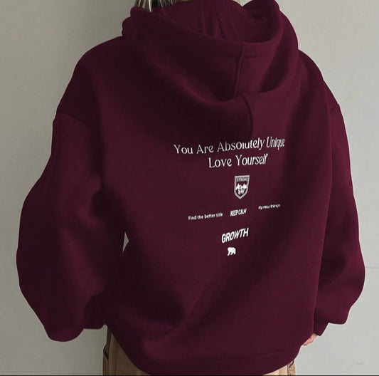 Maroon Hoodie with Back Print Graphic