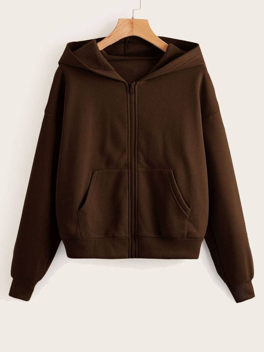 Classic Brown Zip-Up Hoodie