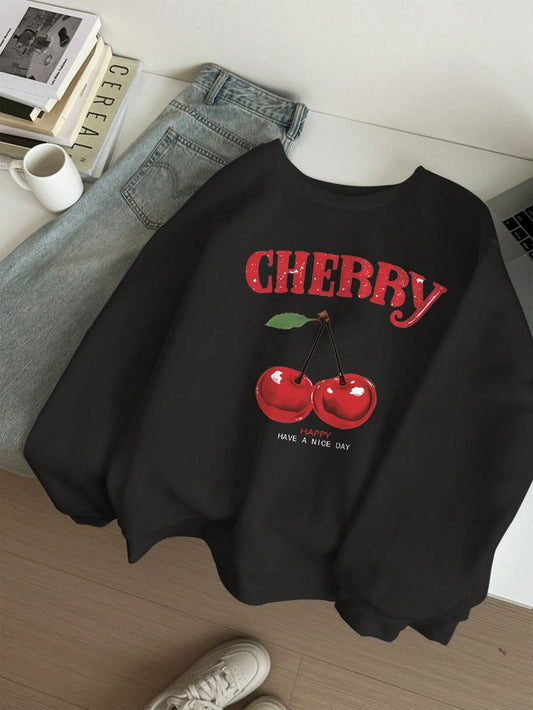 Black Cherry Print Sweatshirt