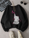 Black Cute Elephant Graphic Sweatshirt