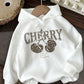 White Leopard Cherry Print Hoodie