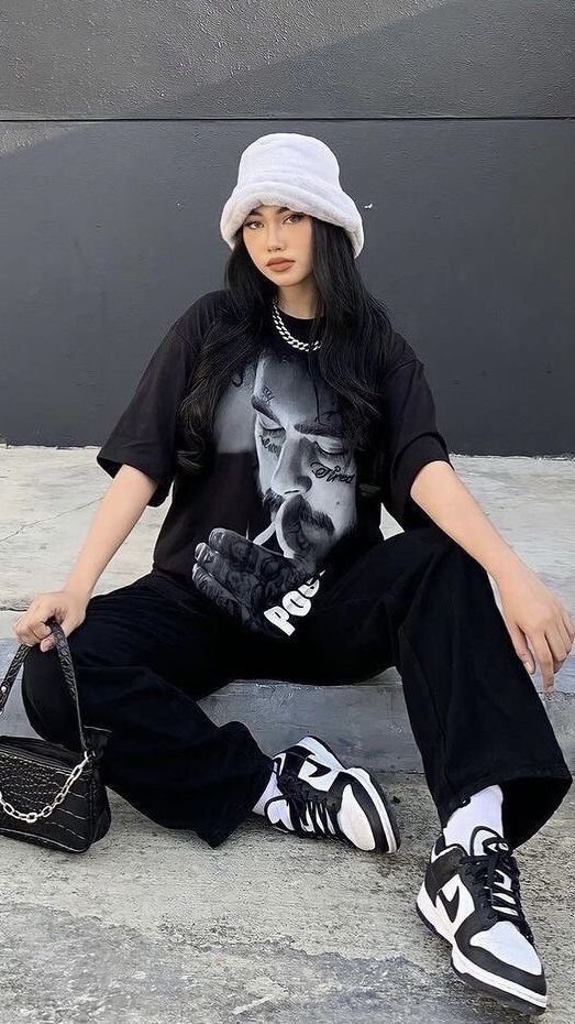 Monochrome Muse Streetwear Set – Graphic Tee & trouser combo