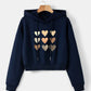 Navy Blue Hoodie with Gold Heart Prints