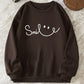 Chocolate Brown “Smile” Printed Sweatshirt