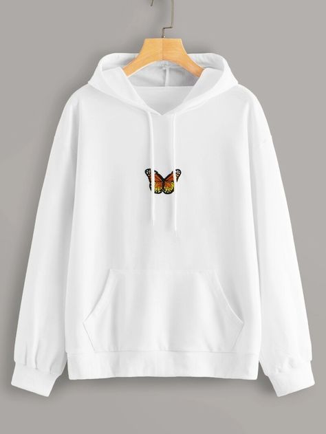3D Butterfly Hoodie – Pure White