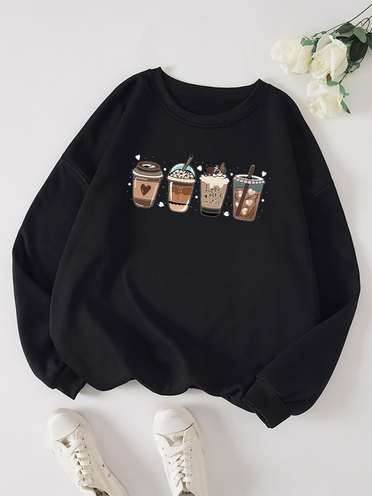 Black Bubble Tea Graphic Sweatshirt