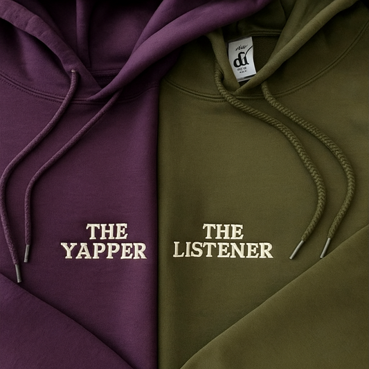 YAPPER & LISTENER Couple Hoodie (Purple & Olive)