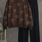 Heart Outline Fleece Sweatshirt – Brown