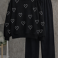 Heart Print Fleece Sweatshirt – Black