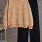 Heart Print Fleece Sweatshirt – Tan