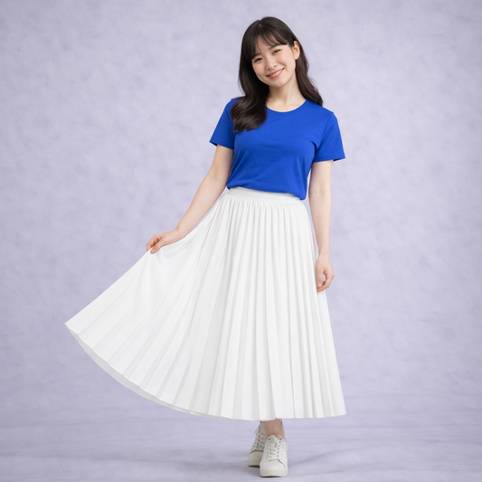 Electric Blue T-shirt With White Skirt