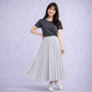 Charcoal Grey T-shirt with Light Grey Pleated Skirt