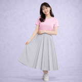 Baby Pink T-shirt withLight grey Pleated Skirt