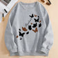 Grey Butterfly & Heart Print Sweatshirt