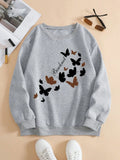 Grey Butterfly & Heart Print Sweatshirt