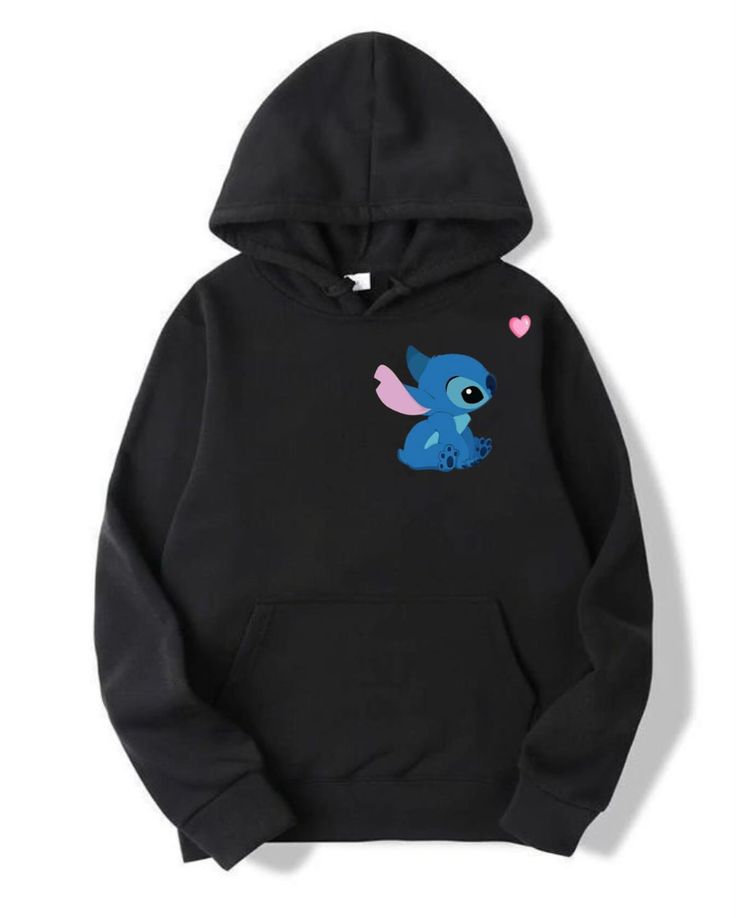 Blue Angel Stitch Hoodie – Adorable Black Hoodie